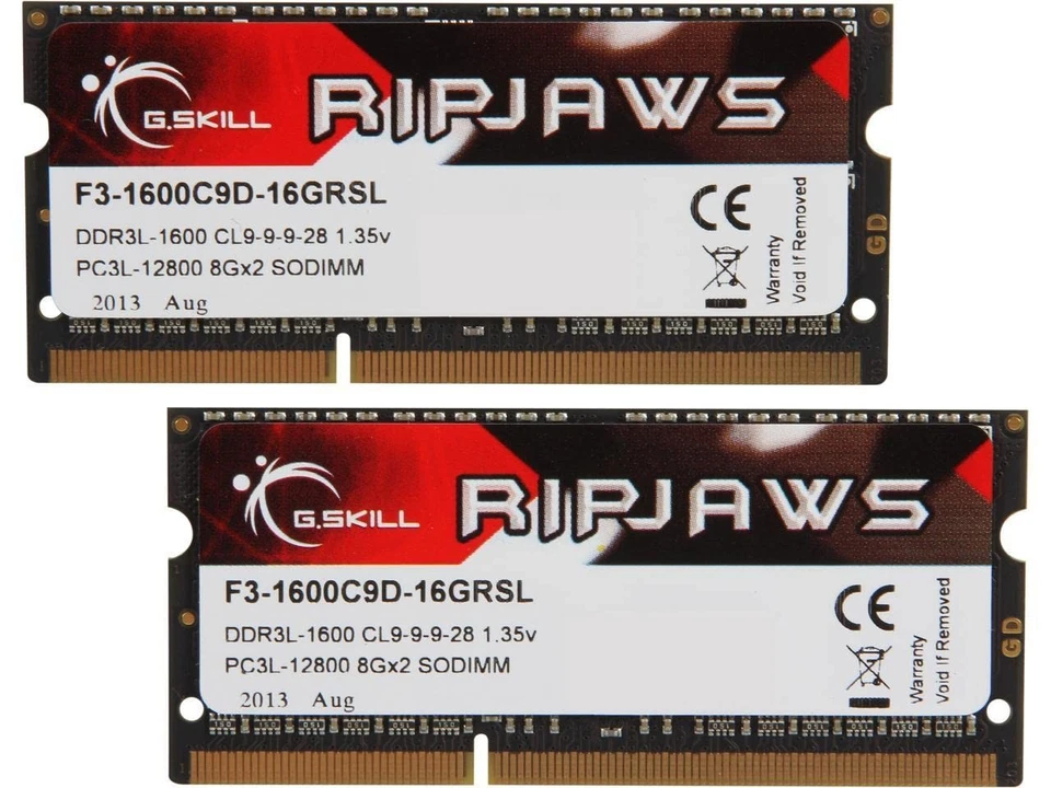 16GB G.Skill Ripjaws DDR3 1600MHz SO-DIMM laptop memory dual channel kit (2x 8GB - Image 1 of 3
