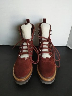 Botas Marc Fisher Ltd Lizzie Cuero Rojo Oscuro Piel de Oveja Para Mujer Talla 6.5 M Foto 1 de 4