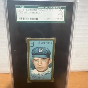 1911 T205 Gold Border WILLIAM BERGEN SGC 50 VG/EX 4 ~ Brooklyn Nationals - Picture 1 of 2