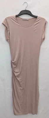 All Saints Dress 12 Nude Cotton Ruched Minimalist Gamma Chic Smart Capsule Midi - Image 1 of 4