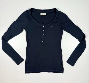 Y2K Hollister gestreift marineblau adrette Henley Knopfleiste Größe Damen S - SCHÖN! - Bild 1 von 3