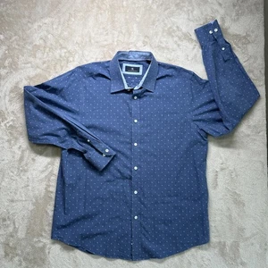 Hart Schaffner Marx Shirt Mens Large Blue Long Sleeve Button Down Cotton Dobby - Picture 1 of 10