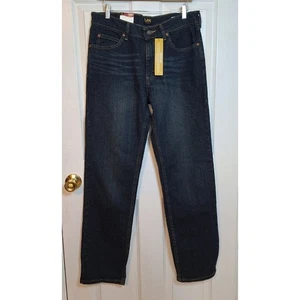 Lee Dark Acid Wash Inferno Relaxed Straight Leg Jeans Comfort Stretch Size 30x32 - Picture 1 of 13