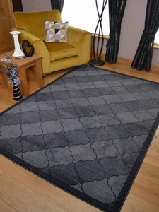 New Dark Grey Trelis Small Extra Large Big Huge Size Floor Carpet Rugs Mat Cheap - Picture 1 of 1