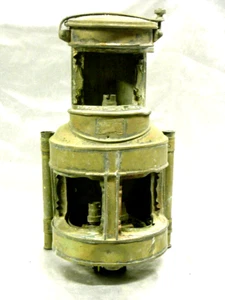 ANCIENNE LAMPE FANAL LANTERNE BATEAU MARINE 3 FEUX OUVRARD VILLARS LAMP BRONZE - Photo 1/11