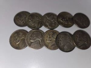 Jefferson War time Nickels - 10 Random dates 1942 -1945 - 35% Silver - Picture 1 of 1