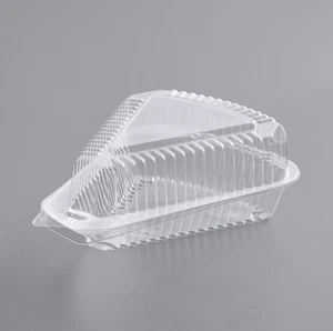 Pie/Cake 5" Clear Low Hinged Slice Container, 300/Case - Picture 1 of 2