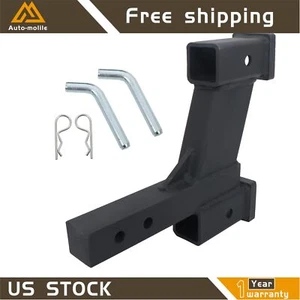 10000Lb 2 Inch Receiver Trailer Dual Hitch Extender Adjustable Rise/Drop Black - Picture 1 of 17