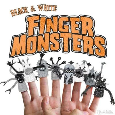 BLACK AND WHITE FINGER MONSTERS - 8 Piece Assortment - Image 1 of 3