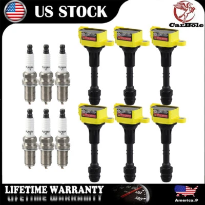 6Pcs Ignition Coils &Spark Plug For 2002 2003 2004 2005 2006 Nissan Maxima 3.5L - Image 1 of 4