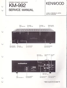 Original Kenwood KM-992 Stereo Power Amplifier Service Manual - Picture 1 of 1