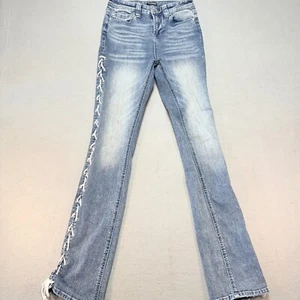 Jeans Billie True Religion stringati denim lavaggio leggero effetto invecchiato taglia 26 - Foto 1 di 16