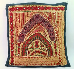 Vintage Handmade Awesome Mirror Work Cushion Cover Interior Décor. i17-309 - Picture 1 of 7