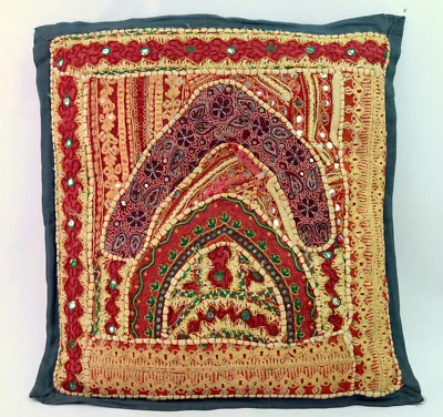 Vintage Handmade Awesome Mirror Work Cushion Cover Interior Décor. i17-309 - Image 1 of 4