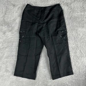 Larry Levine SPT Women's Gothic Emo Linen Blend Pants 16 Black Metal - Picture 1 of 18