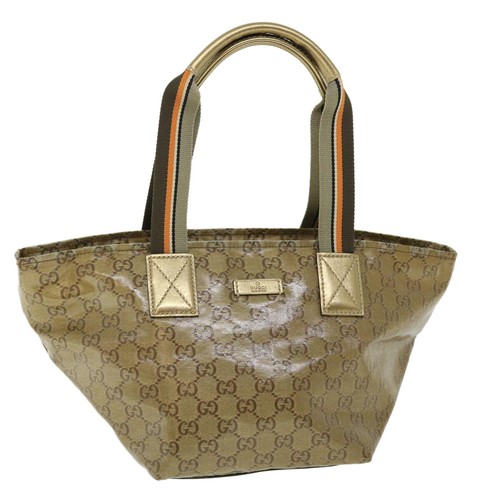 GUCCI GG Borsa a tracolla cristallo rivestita tela oro arancione 131228 Auth 51638