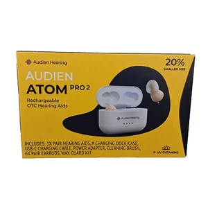 Audien Hearing Atom Pro 2 Rechargeable OTC Hearing Aids UV Cleaning $289.99 - Picture 1 of 6