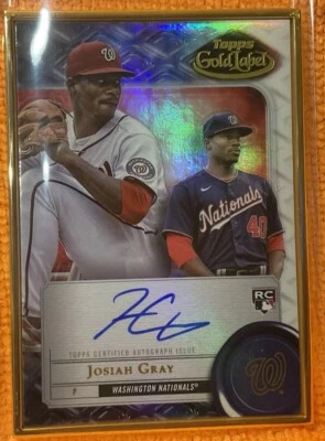 Josiah Gray Rookie 2022 Topps Gold Label #FA-JG Framed Autograph RC Nationals - Image 1 of 4