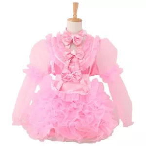 Sissy Girl Maid Lockable Pink Stain Long Sleeve Dress cosplay costume Tailormade - Bild 1 von 3