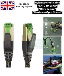 Cat 7 Ethernet Kabel superschnell dreifach geschirmt geflochten Internet Breitband LAN 1M - Bild 1 von 8
