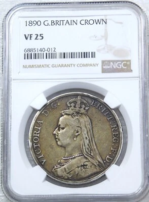 1890 Great Britain Silver Crown Victoria NGC VF25 Original coin Just Graded #J5 - Image 1 of 4