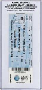 Kawhi Leonard 1st GAME START ROOKIE Spurs Rockets 1/11/2012 Full Ticket RARE!!! - Picture 1 of 18
