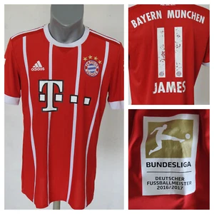 Bayern Munchen 2017 Home Jersey #11 James Adidas Red Shirt Size M Soccer Munich - Picture 1 of 14