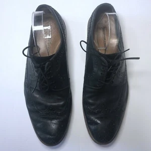 Johnston & Murphy Men's Size 11.5 Black Leather Wing Tip Oxford Dress Shoes - Picture 1 of 9