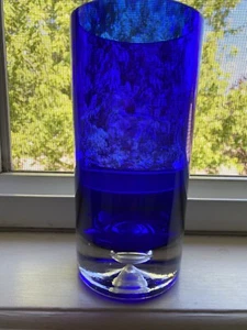 Block Crystal Highball Tumbler Cobalt Blue Bubble Base - Stockholm - Picture 1 of 5