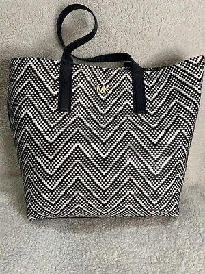 Bolso de Mano Grande Michael Kors Junie Chevron Cuero Almirante/Blanco/Dorado Nuevo con Etiquetas Foto 1 de 4