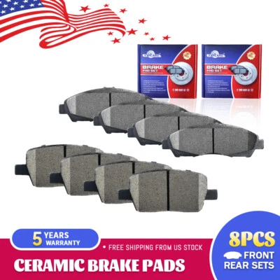 Front Rear Ceramic Disc Brake Pads For 2017 - 2020 Chevrolet Traverse GMC Acadia - Image 1 of 4
