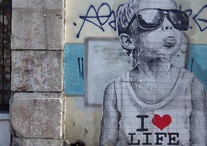 Banksy Street Art I Love Life Boy Poster Print A0-A1-A2-A3-A4-A5-A6-MAXI 015 - Picture 1 of 2
