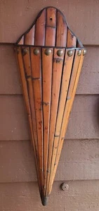 Mid-Century Split Bamboo Wall Pocket Planter Cognac 27" By 9.5" 4" Deep - Picture 1 of 12