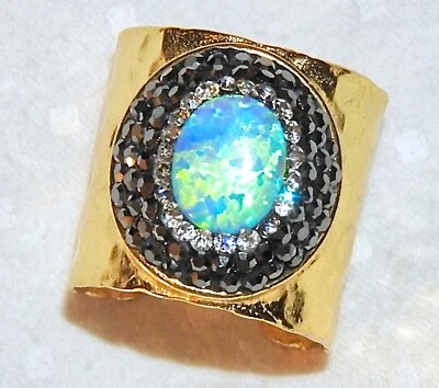 Anillo de ópalo pedrería estilo puño ajustable Foto 1 de 4