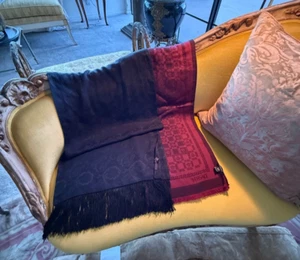 GUCCI & VERSACE * Black & Burgundy * Silk Wool Scarves * Retail $1050 - Picture 1 of 17
