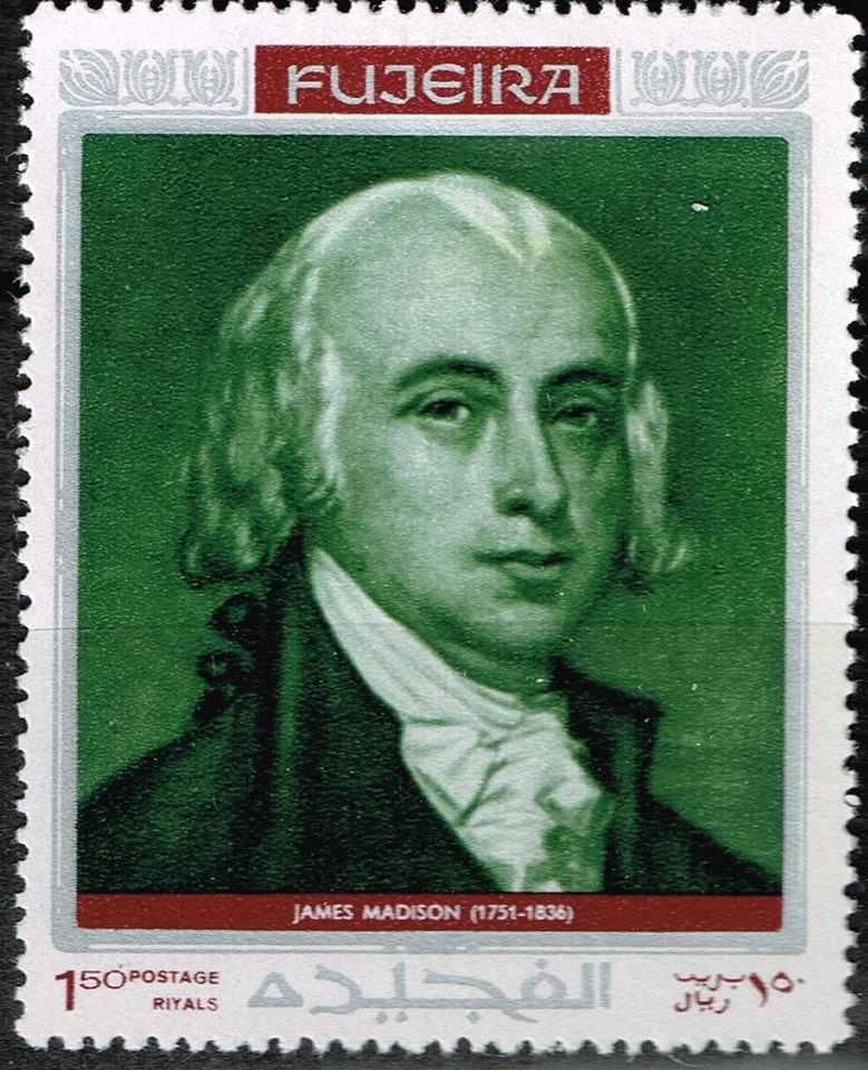 Fujeira Famous US President Madison stamp 1972 MLH A-4 - Image 1 of 1