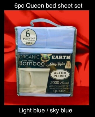 Juego de sábanas de 6 piezas de bolsillo profundo de bambú aloe vera de enfriamiento Ashley Taylor 2000 TALLA REINA Foto 1 de 4