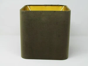 Lampshade Olive Green Velvet Brushed Gold Rounded Square Light Shade - Picture 1 of 12