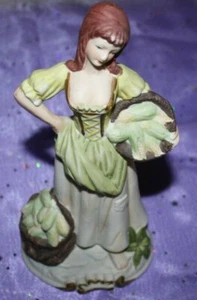 Vintage Ceramic Farm Girl Holding Corn Basket Figurine 8 1/2" GUC - Picture 1 of 6