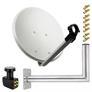 PremiumX Sat Anlage 45cm Satellitenschüssel Spiegel Antenne Quad LNB Wandhalter - Bild 1 von 9