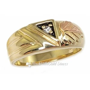 Landstrom's 10K Black Hills Gold Men's Ring with .05CT Diamond Size 10 FAST SHIP - Picture 1 of 4