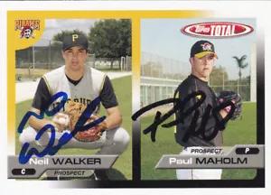 NEIL WALKER AND PAUL MAHOLM PITTSBURGH PIRATES SIGNED 2005 TOPPS TOTAL CARD - Picture 1 of 1