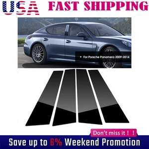 4PC Windows Door Pillar Post Trim Cover Strip For Porsche Panamera 2009-14 Black - Bild 1 von 14