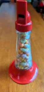 Vintage Red Horn O' Candy Glass Horn Whistle 1950s NOS J.H. Millstein Co. 1 Oz. - Picture 1 of 4