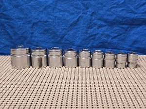 Snap On 9 Pc Shallow Sockets 3/8" Dr 12 Pt SAE F121 - F321 3/8" - 1" - Picture 1 of 10