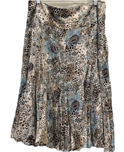Christopher & Banks Damenrock geblümt türkis braun transparent gefüttert Gr. 10 - Bild 1 von 12