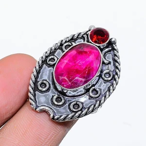Ruby Simulated Gemstone Handmade 925 Sterling Silver Jewelry Ring Size 8 - Picture 1 of 5