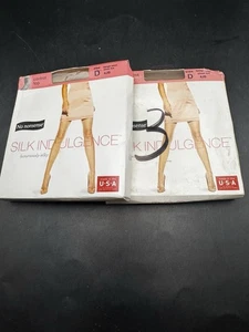 NWT Two Pair Of No Nonsense Silk Indulgence  Size D Beige Mist Sheer Toe 4JB - Picture 1 of 9