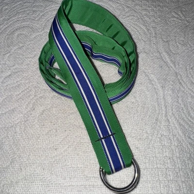 Cinturón de golf vintage de nailon a rayas azul marino y blanco CK Bradley verde años 90 talla L Foto 1 de 4