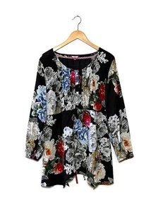 $78 JOE BROWNS Floral Size 16 Tie In Back Scoop Hanky Hem Boho Tunic Top - Picture 1 of 10
